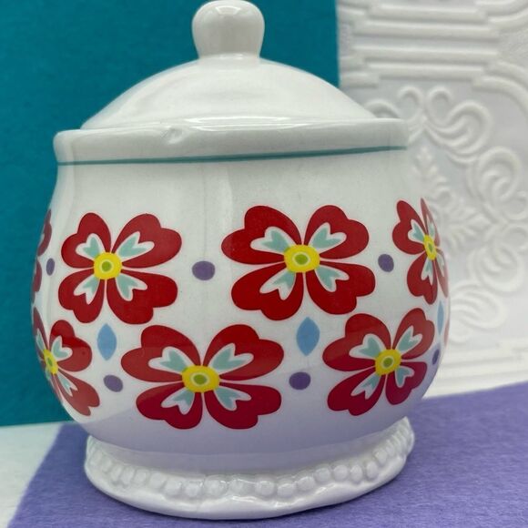 The Pioneer Woman Flea Market Flower Dot Pattern Ceramic SUGAR BOWL ONLY w/ Lid - Picture 5 of 16